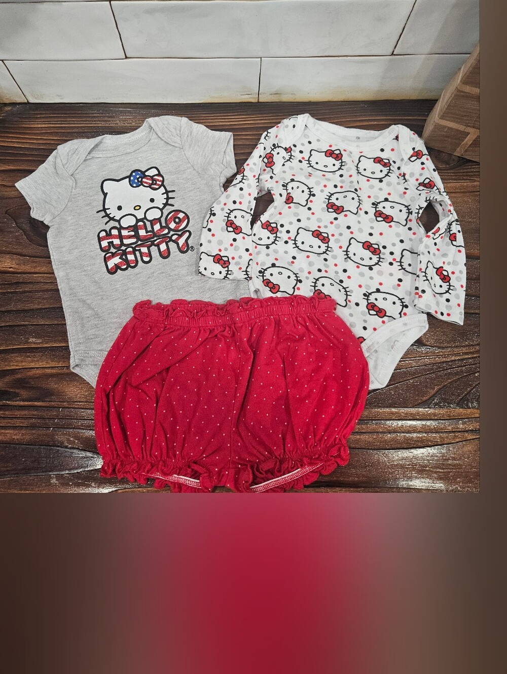 Hello Kitty Sanrio 6-9 Month Onesie and Bloomers Set Bundle